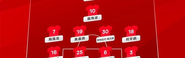 亚运队VS新西兰U22首发：4411阵容 方昊戴伟浚领衔